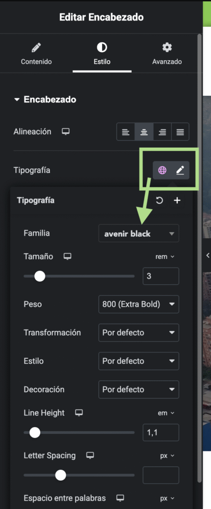 Widget Encabezado