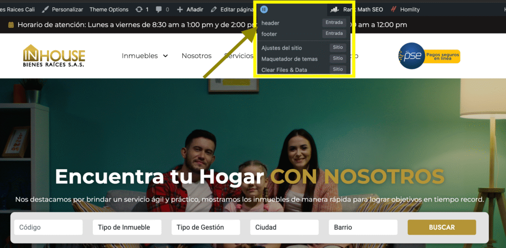 horario laboral con el widget Lista de Iconos