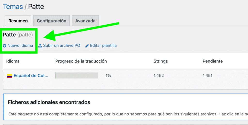 crear idioma en Loco Translate ubicación custom