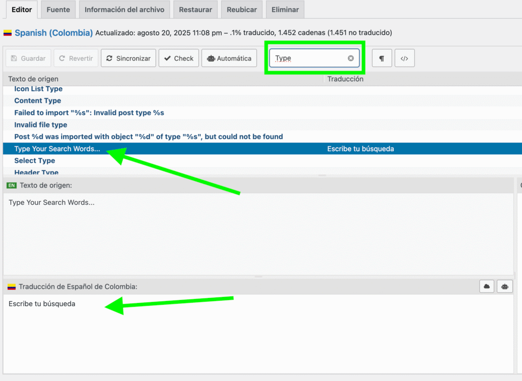 traducir cadenas con Loco Translate textos no editables Elementor