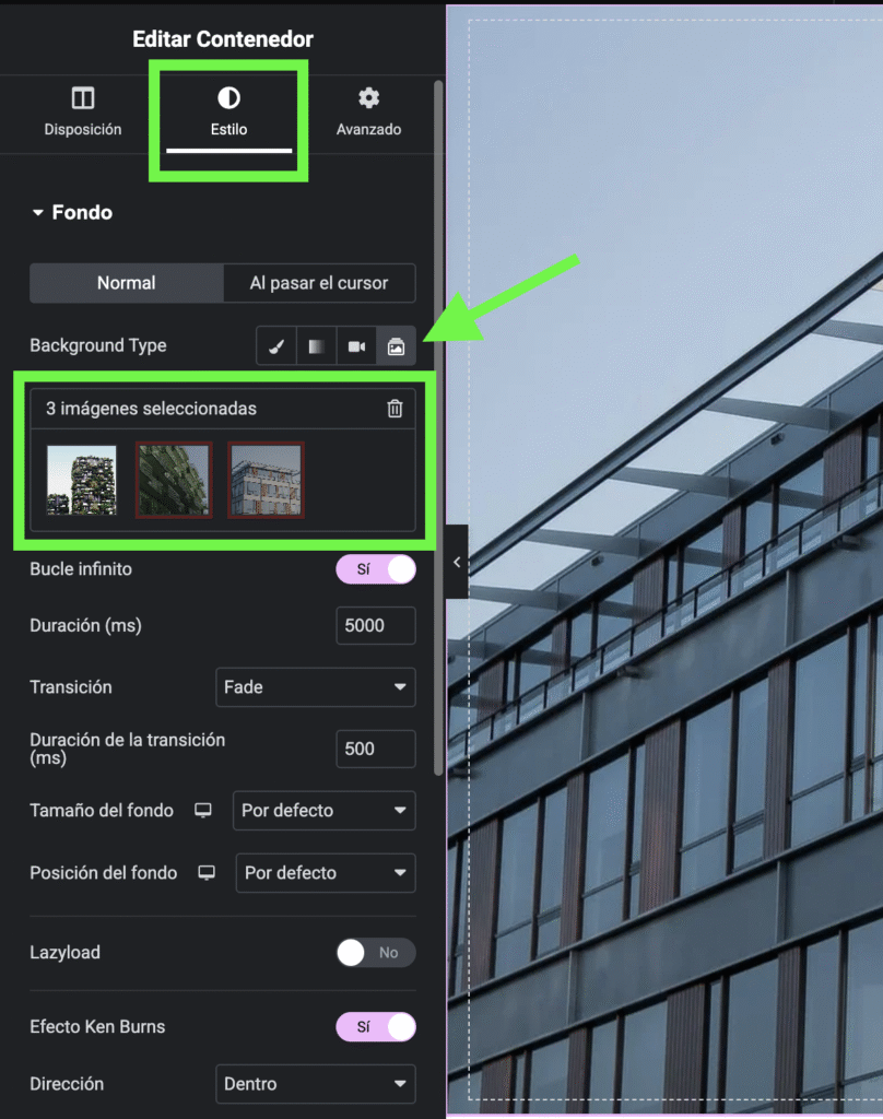 Fondo De Sección Tipo Slider En Elementor.