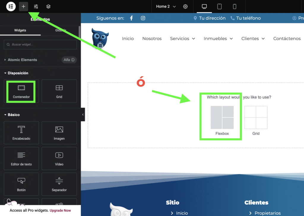 Crear Contenedor Elementor Para Slider.