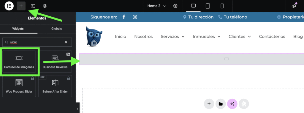 Widget De Slider En Elementor