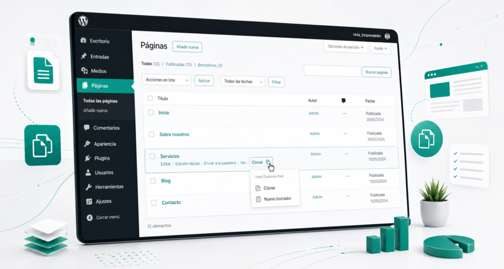 Duplicar páginas en wordpress con Yoast Duplicate Post paso a paso.